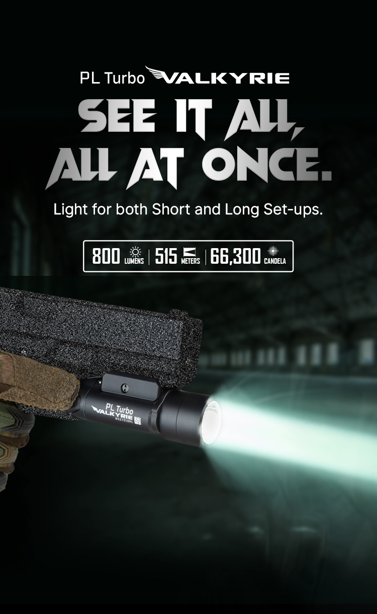 Olight PL Turbo Valkyrie 800 Lumen Long Range Rail Mount Flashlight - Black