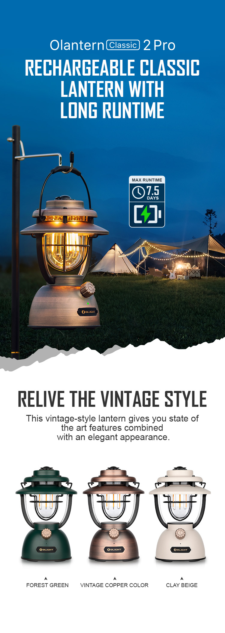 Olantern Classic 2 Pro Rechargeable Lantern Retro - Olight UK