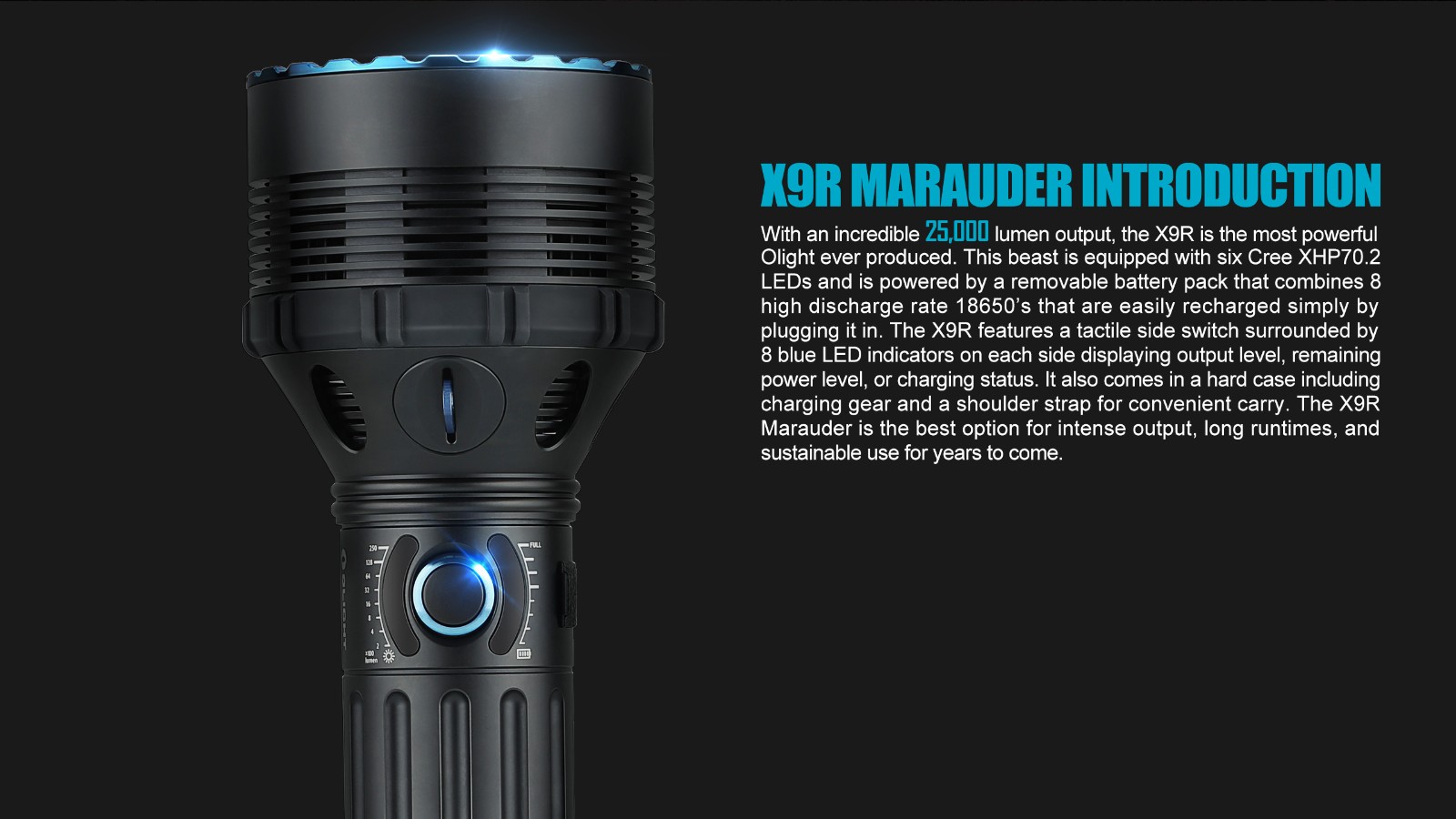 X9R Marauder Searchlight: 25,000 Lumens LED Torch - Olight UK